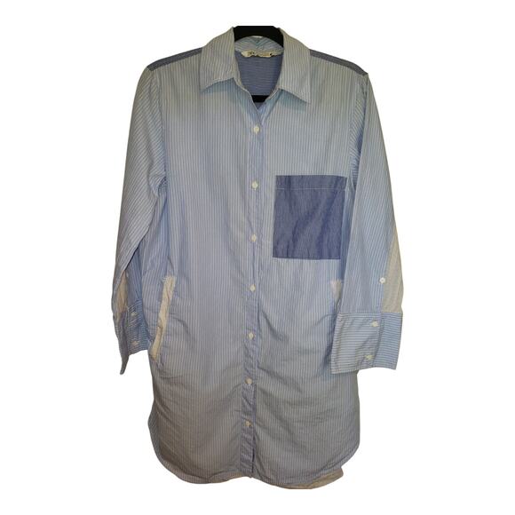 ZARA MULTIWAY PATCHWORK SHIRT DRESS BLUE/WHITE SIZE SMALL MINI STRIPE CLASSIC - Picture 5 of 16